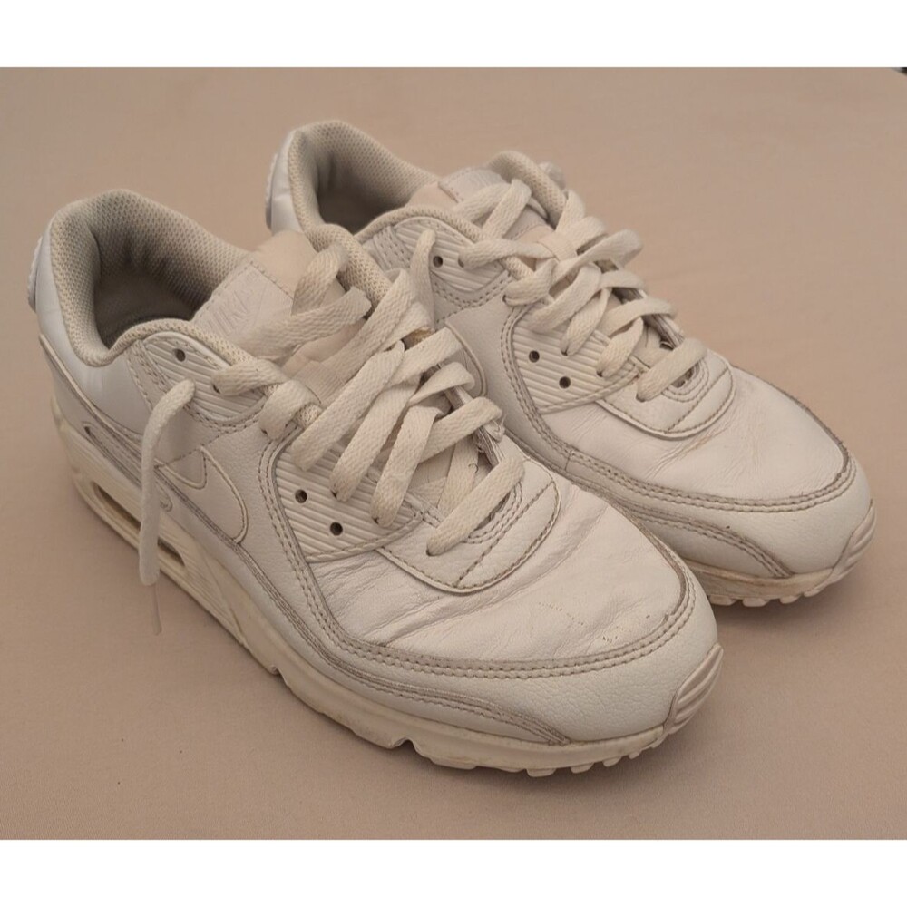 Nike Air Max 90 Leather Triple White CZ5594-100 Sneakers - Men's size 8